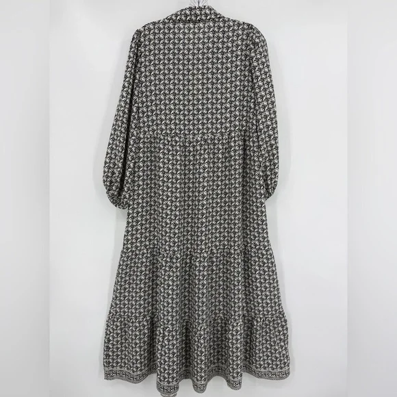 Max Studio NWT Crepe Tiered Maxi Dress Black Ivory Size M - Picture 7 of 12